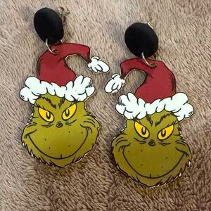 Grinch Santa Earrings